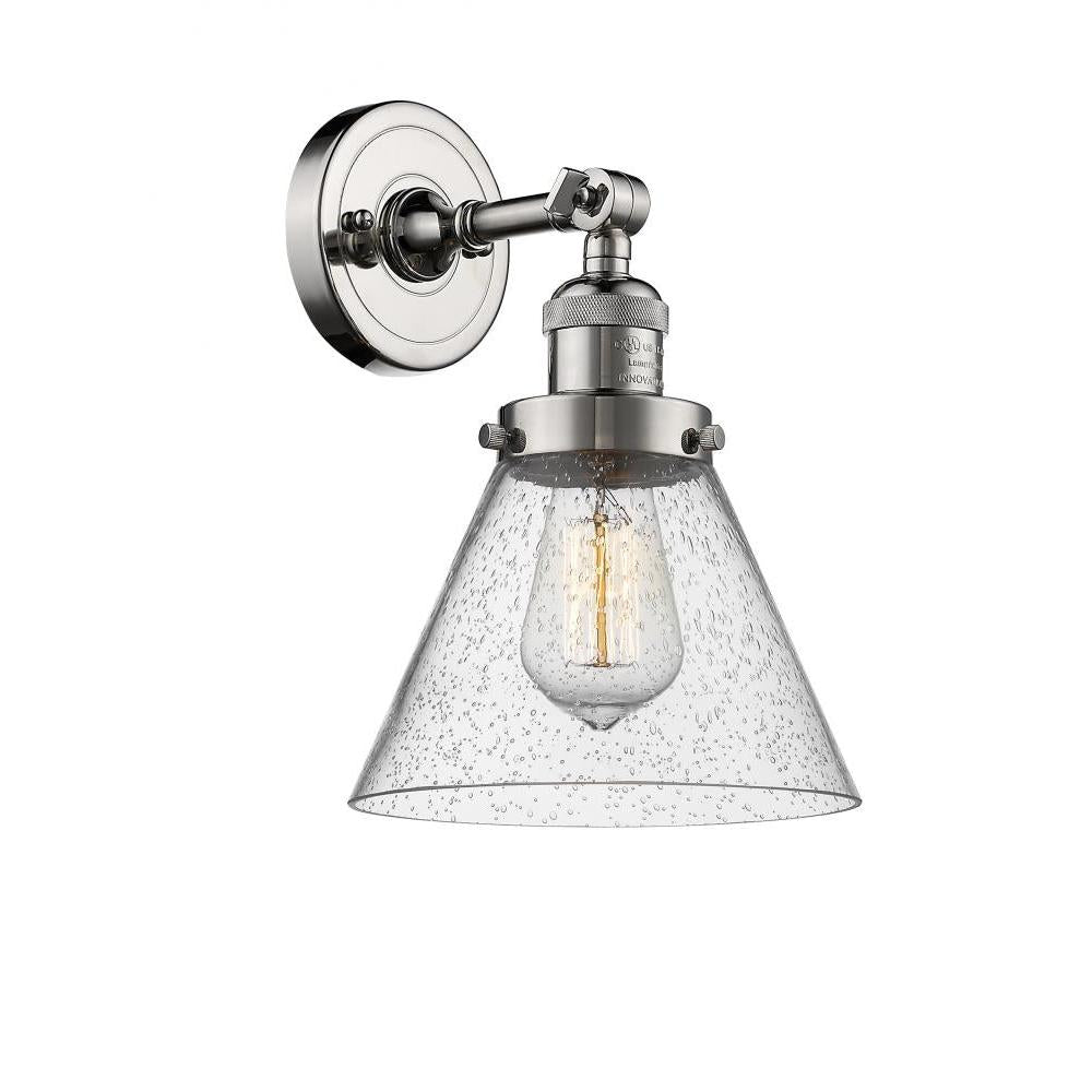 Cone - 1 Light - 8 inch - Polished Nickel - Adjustable Sconce