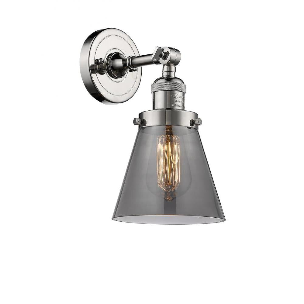 Cone - 1 Light - 6 inch - Polished Nickel - Adjustable Sconce