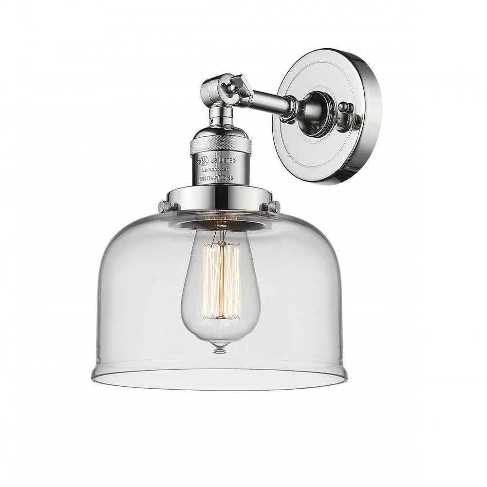 Bell - 1 Light - 8 inch - Polished Nickel - Adjustable Sconce