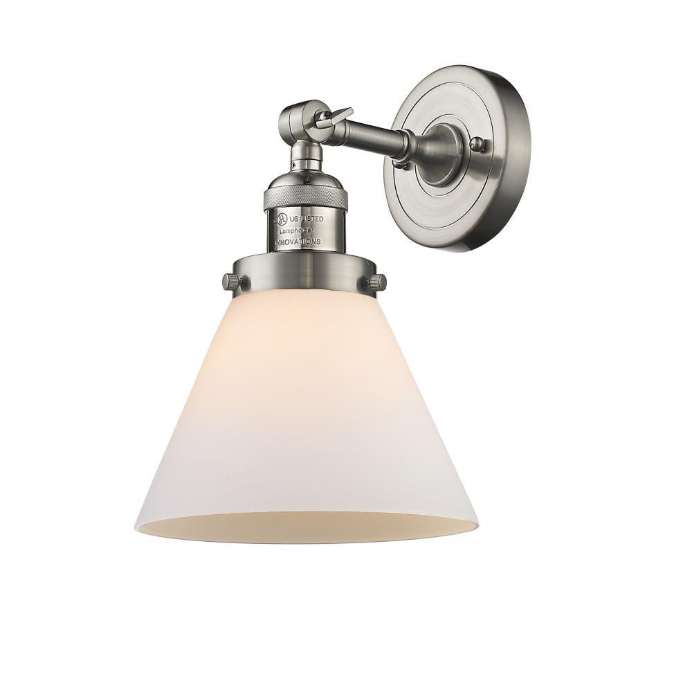 Cone - 1 Light - 8 inch - Brushed Satin Nickel - Adjustable Sconce