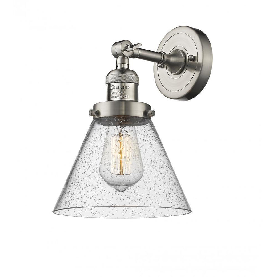 Cone - 1 Light - 8 inch - Brushed Satin Nickel - Adjustable Sconce