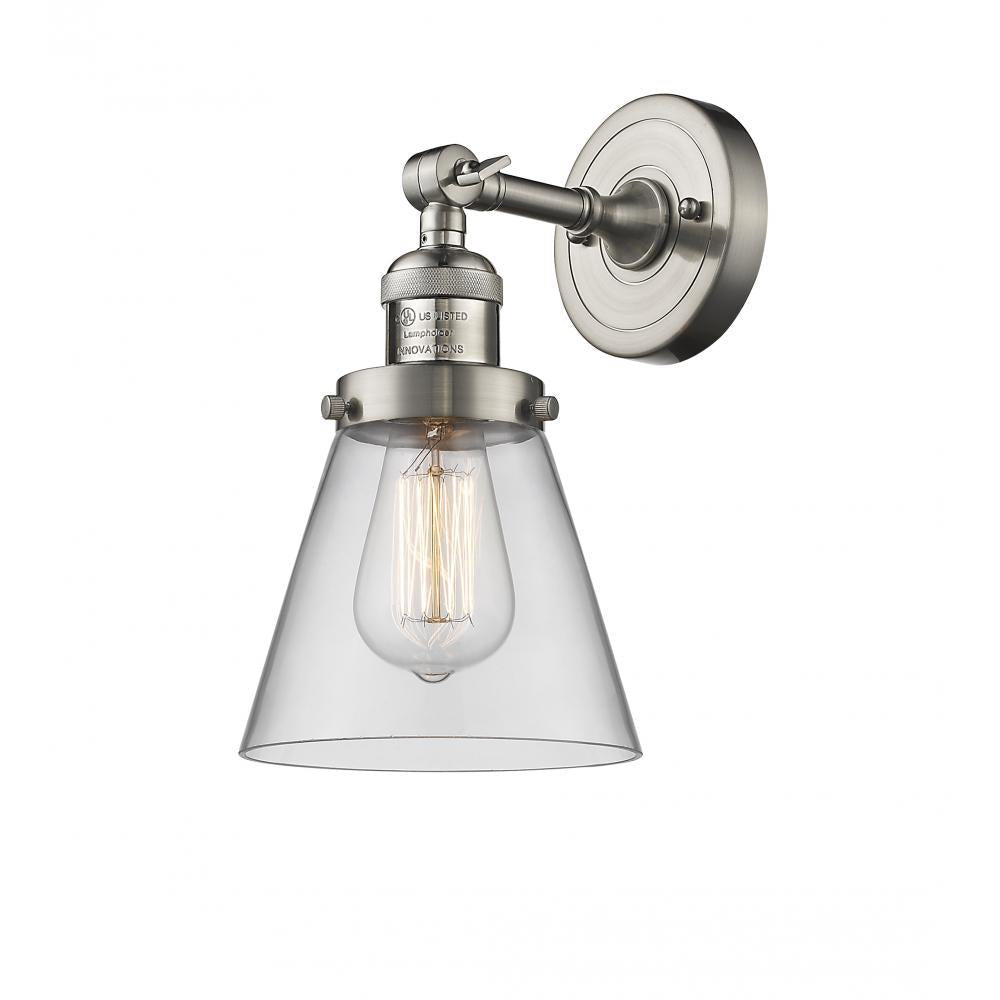 Cone - 1 Light - 6 inch - Brushed Satin Nickel - Adjustable Sconce
