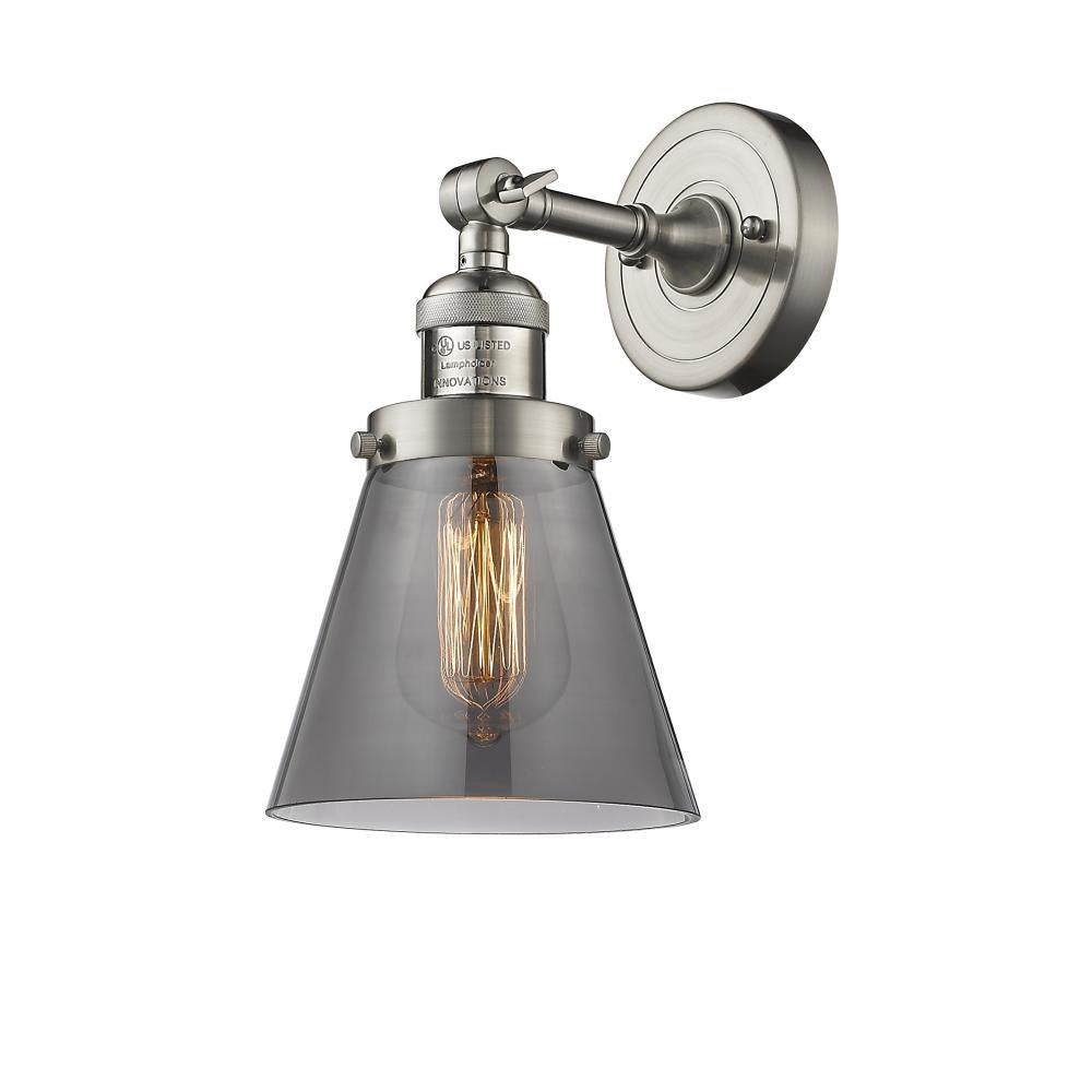 Cone - 1 Light - 6 inch - Brushed Satin Nickel - Adjustable Sconce