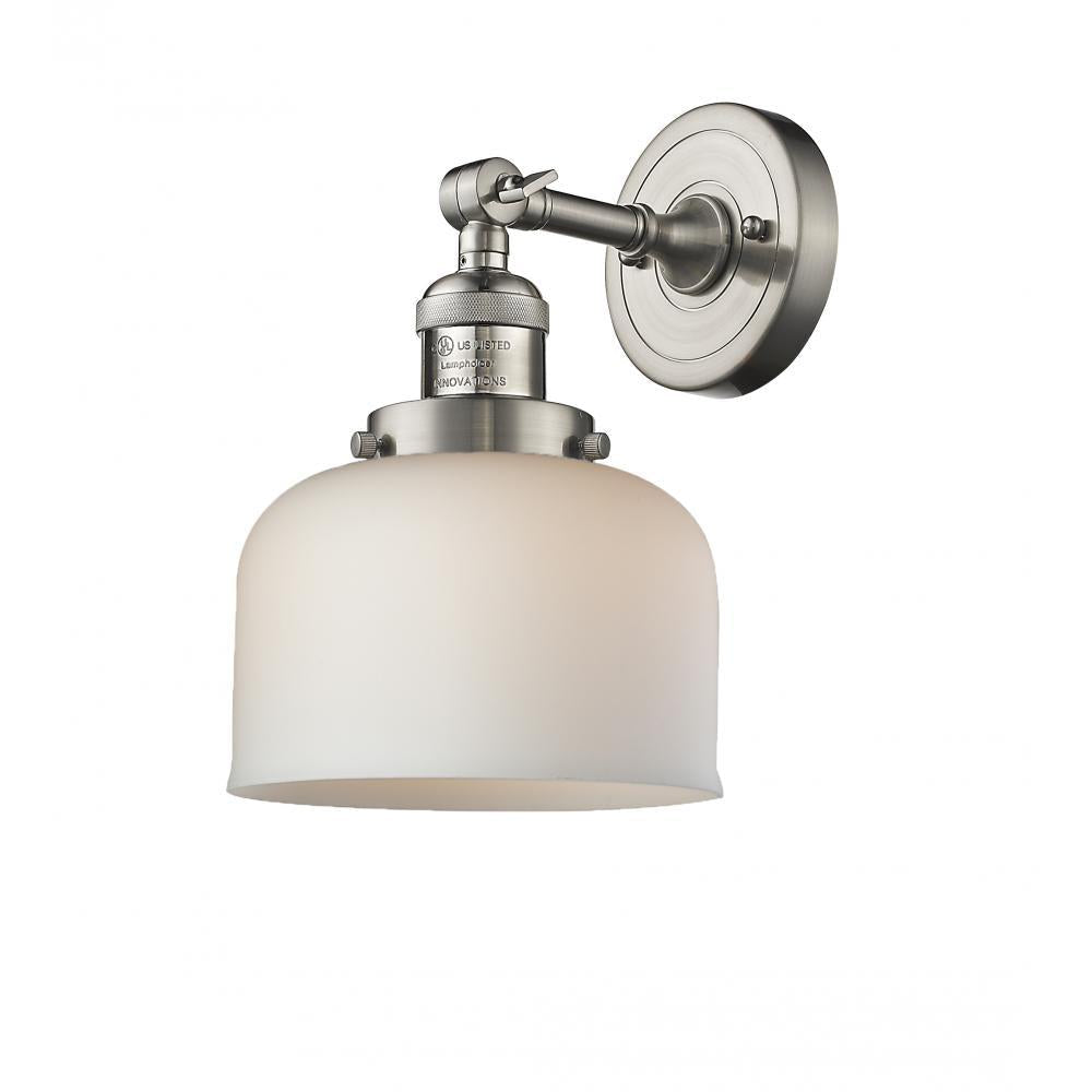 Bell - 1 Light - 8 inch - Brushed Satin Nickel - Adjustable Sconce