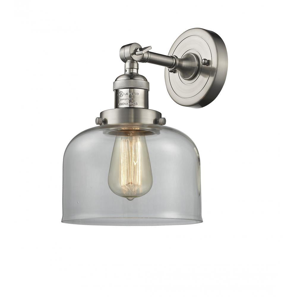 Bell - 1 Light - 8 inch - Brushed Satin Nickel - Adjustable Sconce