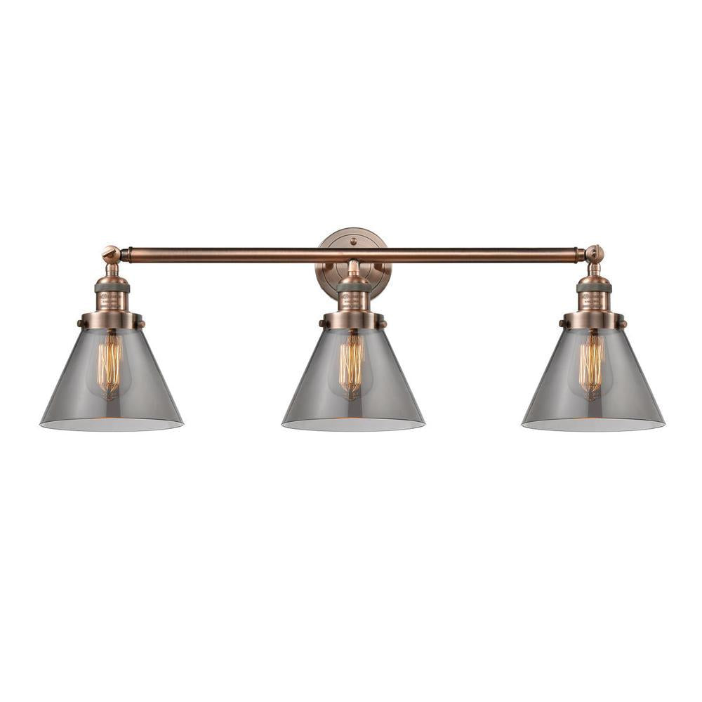 Cone - 3 Light - 32 inch - Antique Copper - Bath Vanity Light