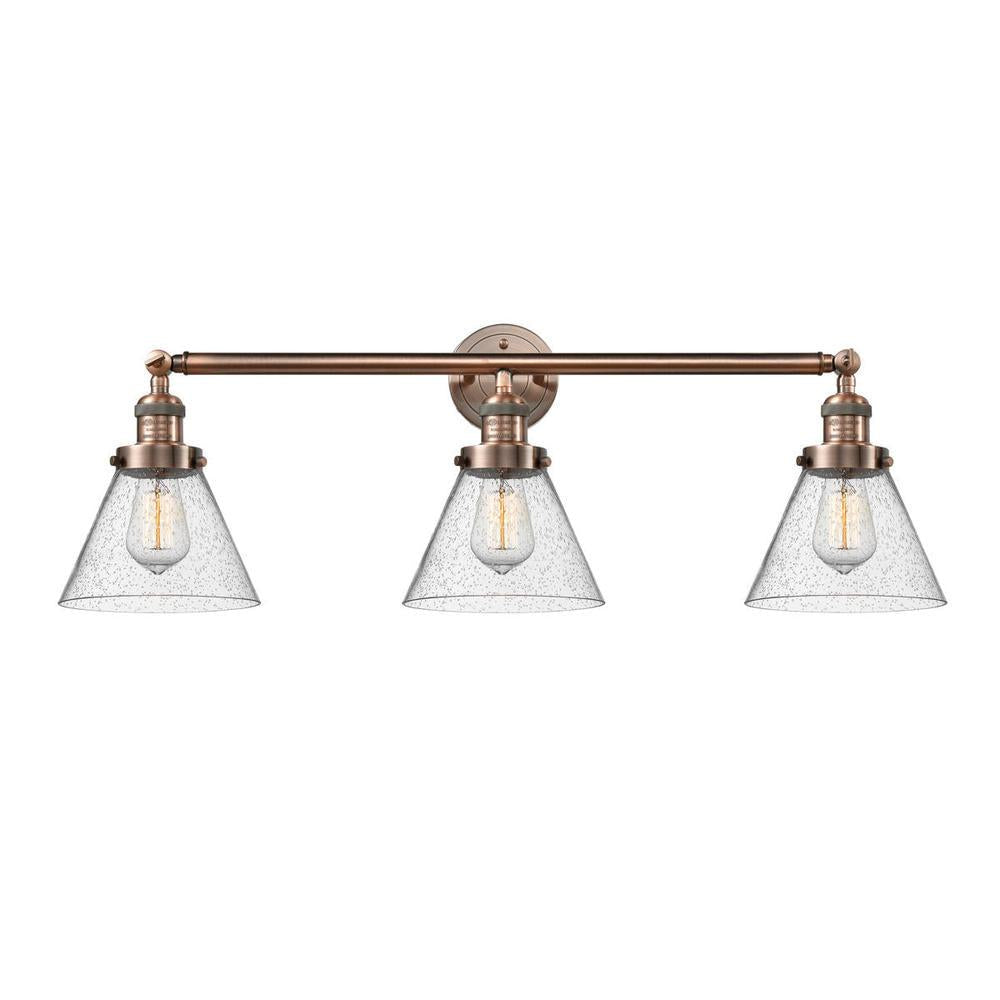 Cone - 3 Light - 32 inch - Antique Copper - Bath Vanity Light