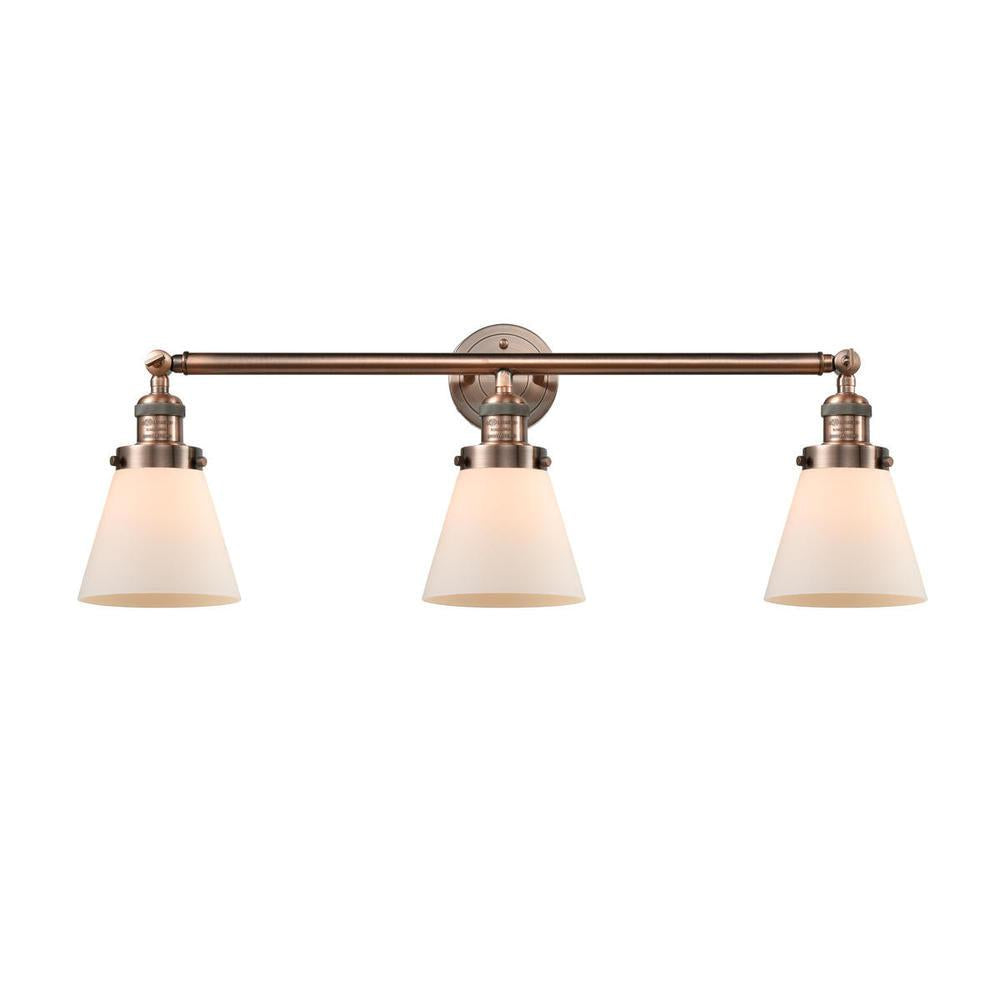 Cone - 3 Light - 30 inch - Antique Copper - Bath Vanity Light