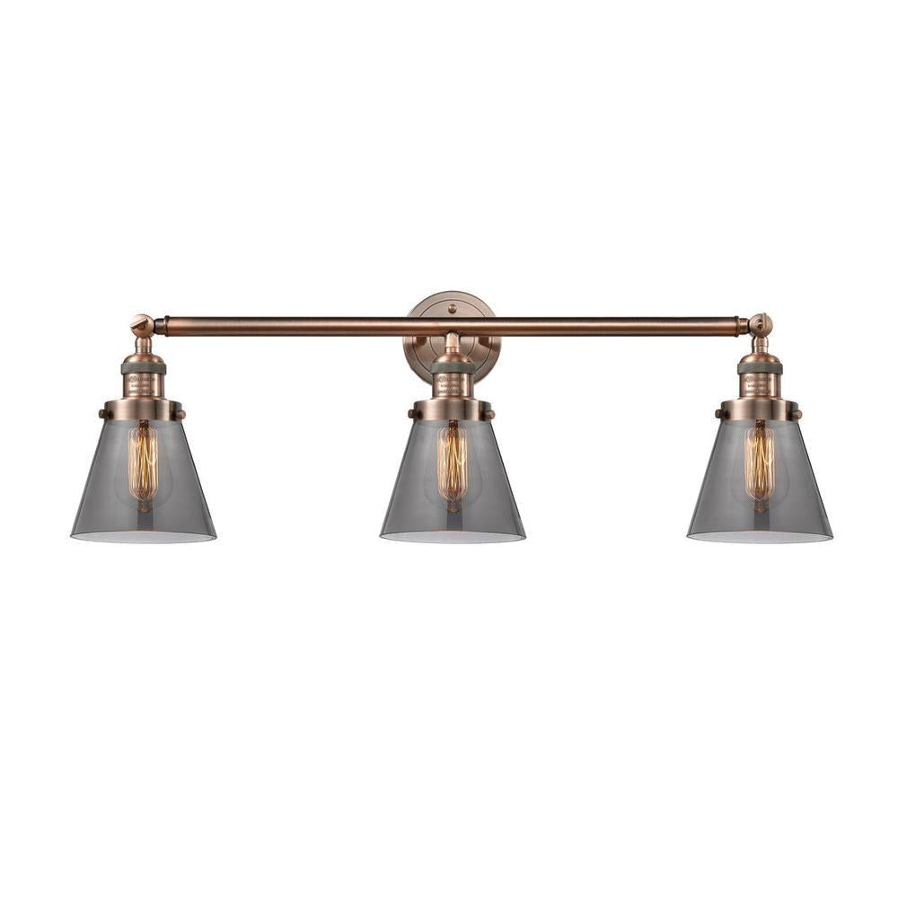 Cone - 3 Light - 30 inch - Antique Copper - Bath Vanity Light