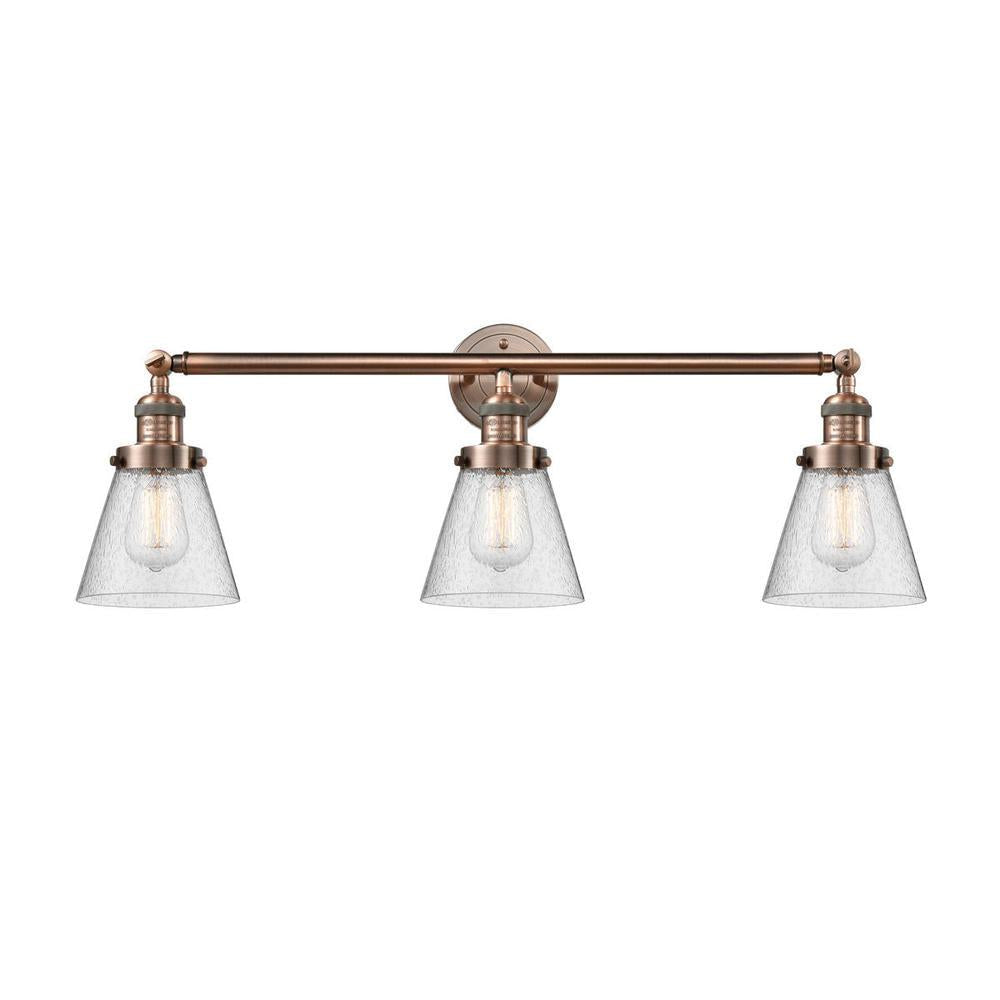 Cone - 3 Light - 30 inch - Antique Copper - Bath Vanity Light