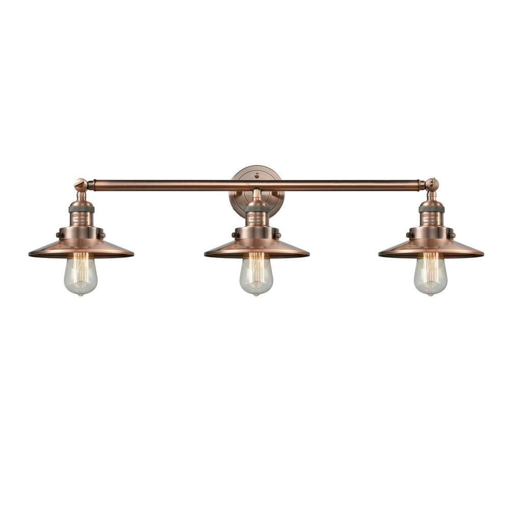 Railroad - 3 Light - 32 inch - Antique Copper - Bath Vanity Light