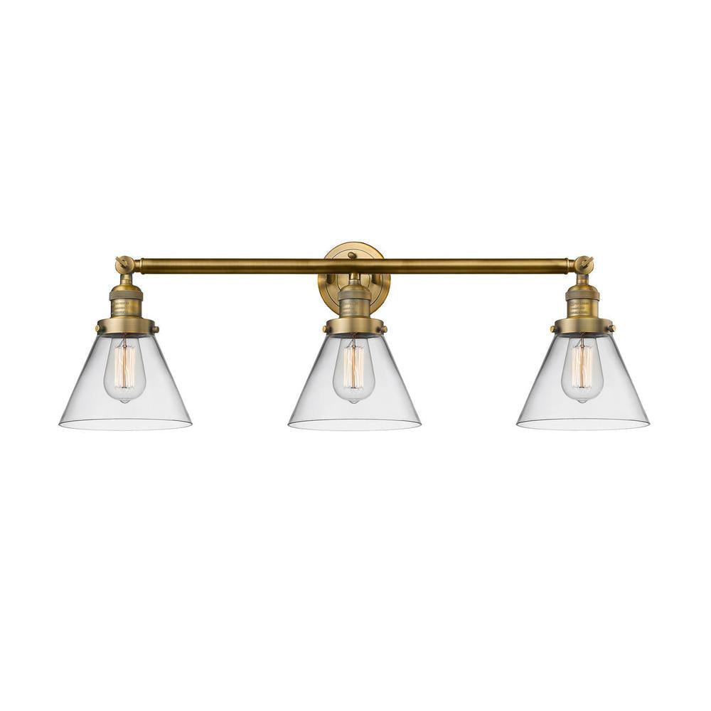 Cone - 3 Light - 32 inch - Brushed Brass - Bath Vanity Light