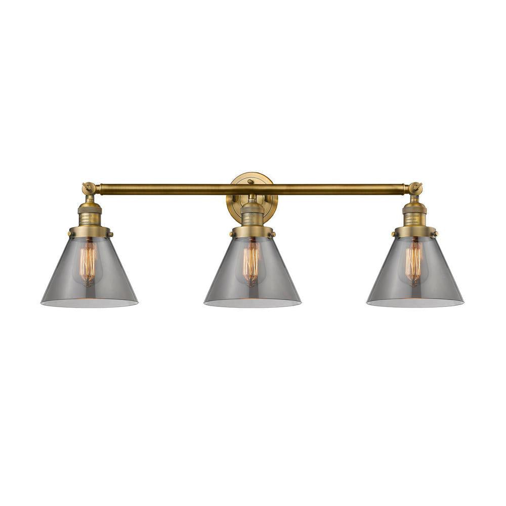 Cone - 3 Light - 32 inch - Brushed Brass - Bath Vanity Light
