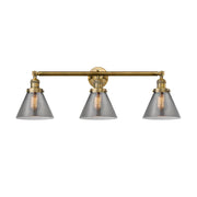 Cone - 3 Light - 32 inch - Brushed Brass - Bath Vanity Light