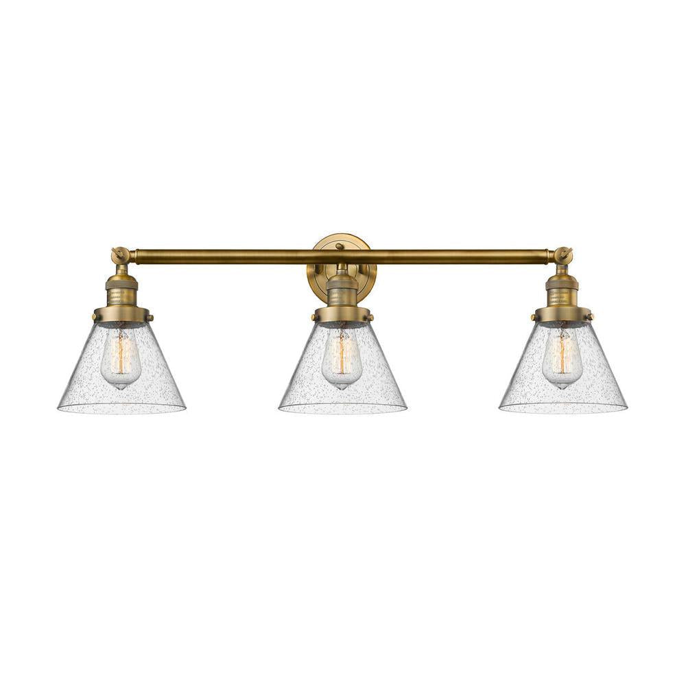 Cone - 3 Light - 32 inch - Brushed Brass - Bath Vanity Light