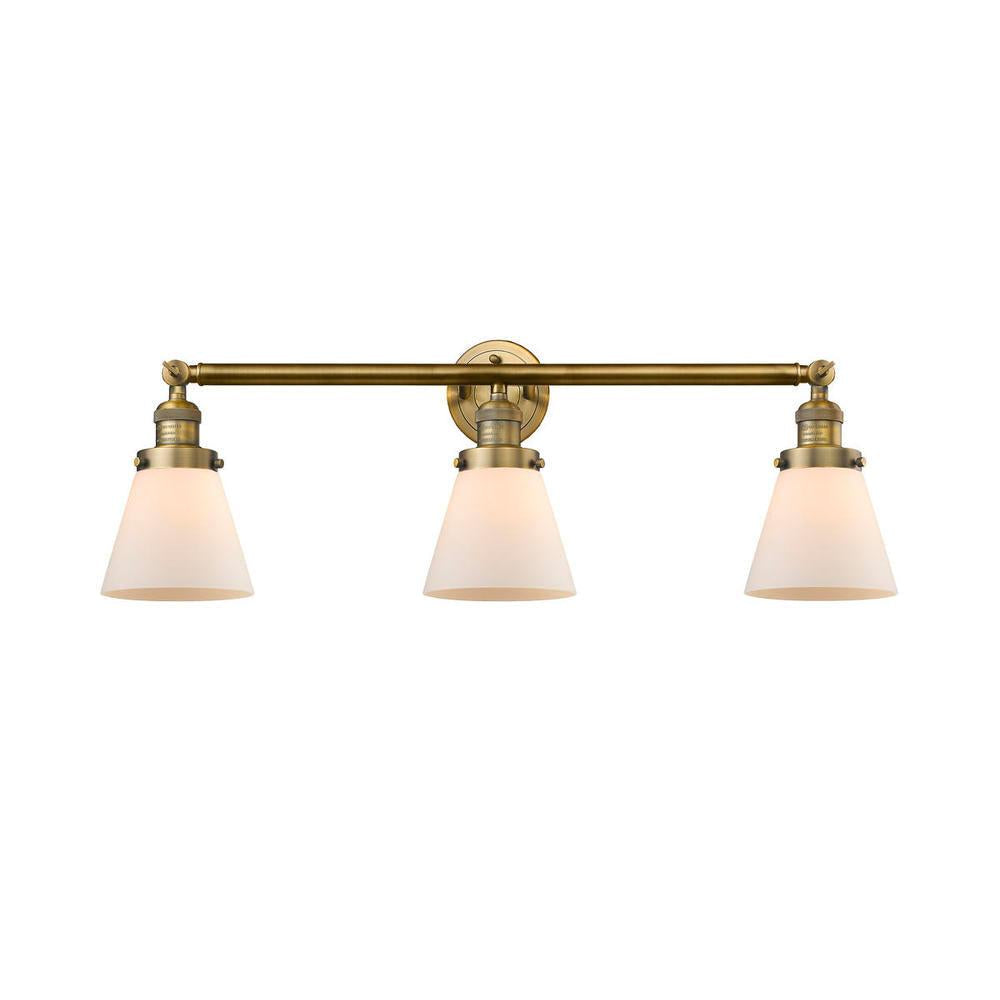 Cone - 3 Light - 30 inch - Brushed Brass - Bath Vanity Light