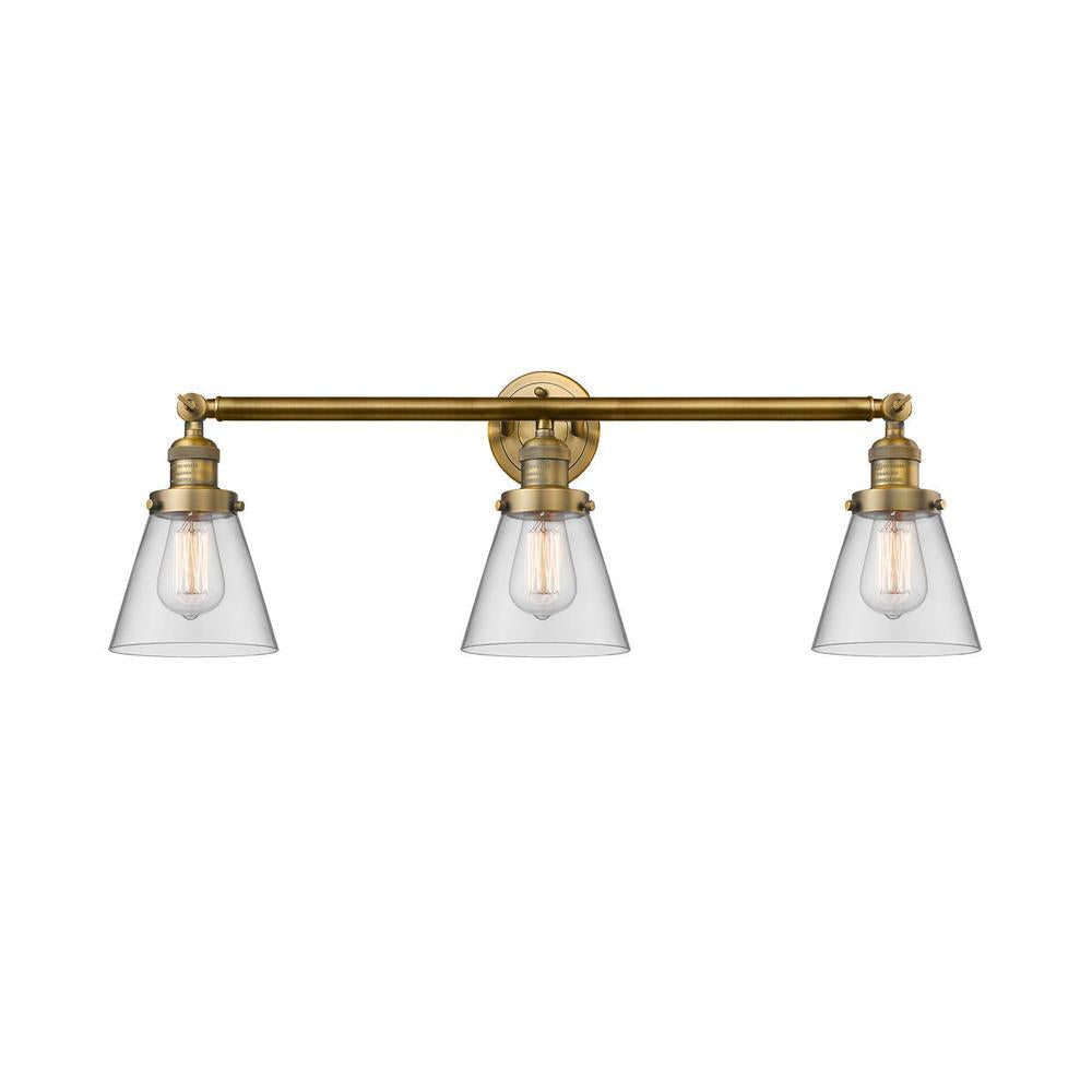 Cone - 3 Light - 30 inch - Brushed Brass - Bath Vanity Light