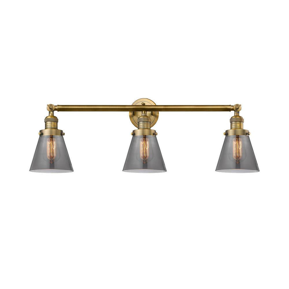 Cone - 3 Light - 30 inch - Brushed Brass - Bath Vanity Light