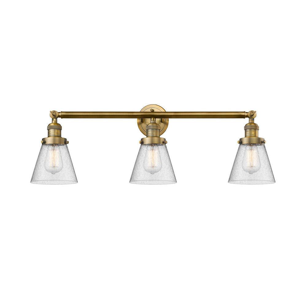 Cone - 3 Light - 30 inch - Brushed Brass - Bath Vanity Light