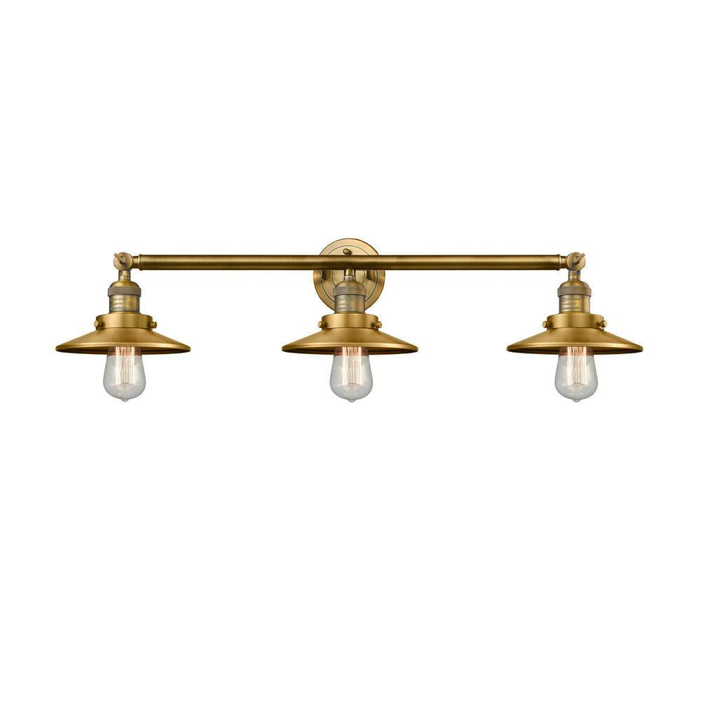 Railroad - 3 Light - 32 inch - Brushed Brass - Bath Vanity Light