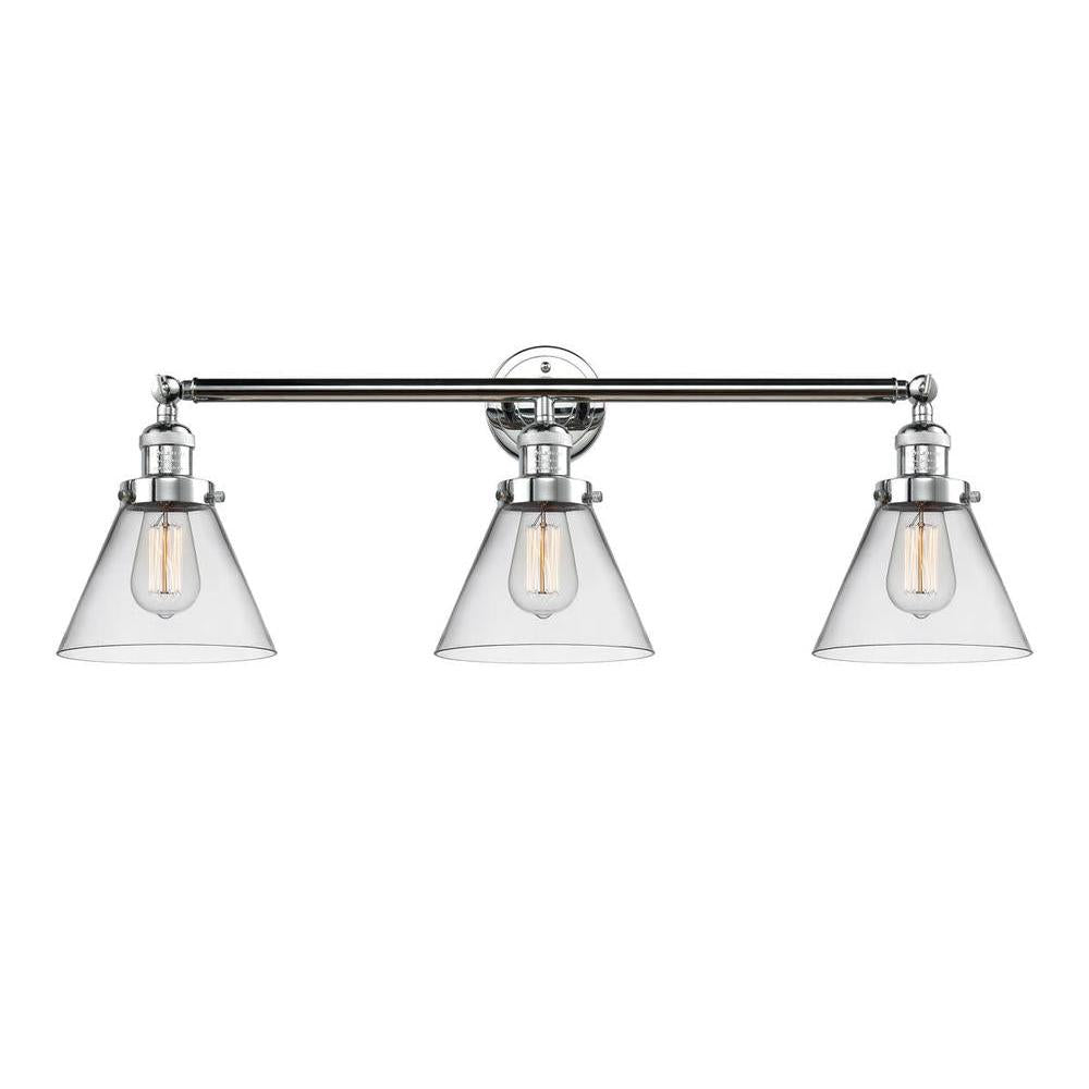 Cone - 3 Light - 32 inch - Polished Chrome - Bath Vanity Light
