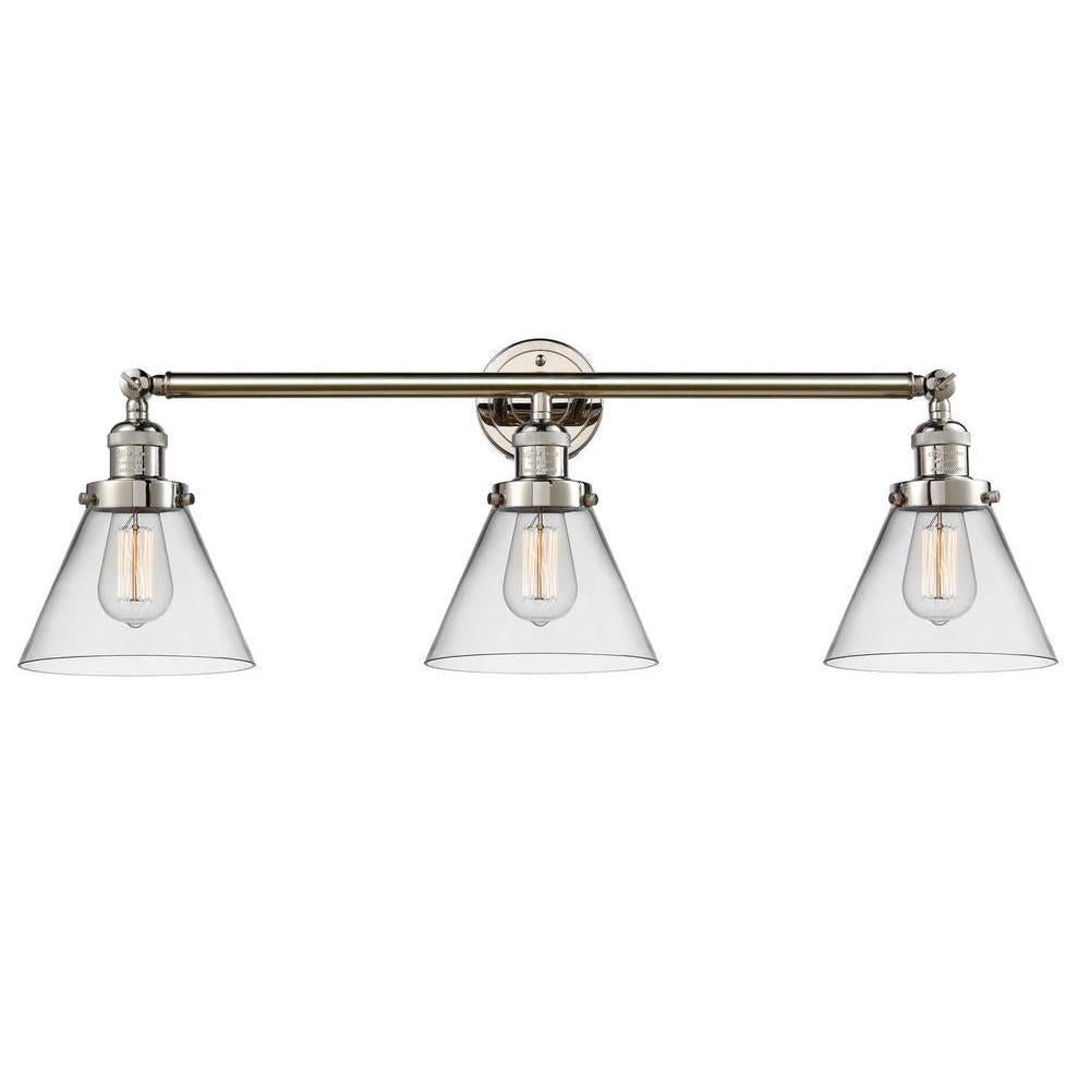 Cone - 3 Light - 32 inch - Polished Nickel - Bath Vanity Light