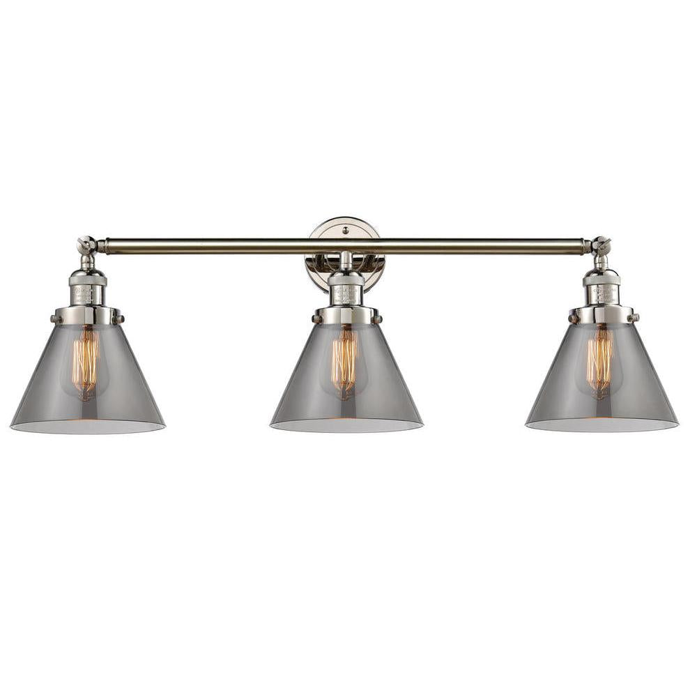 Cone - 3 Light - 32 inch - Polished Nickel - Bath Vanity Light