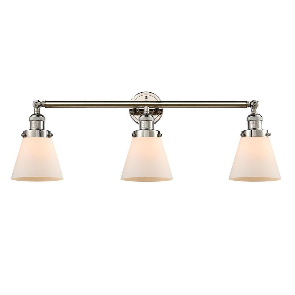 Cone - 3 Light - 30 inch - Polished Nickel - Bath Vanity Light