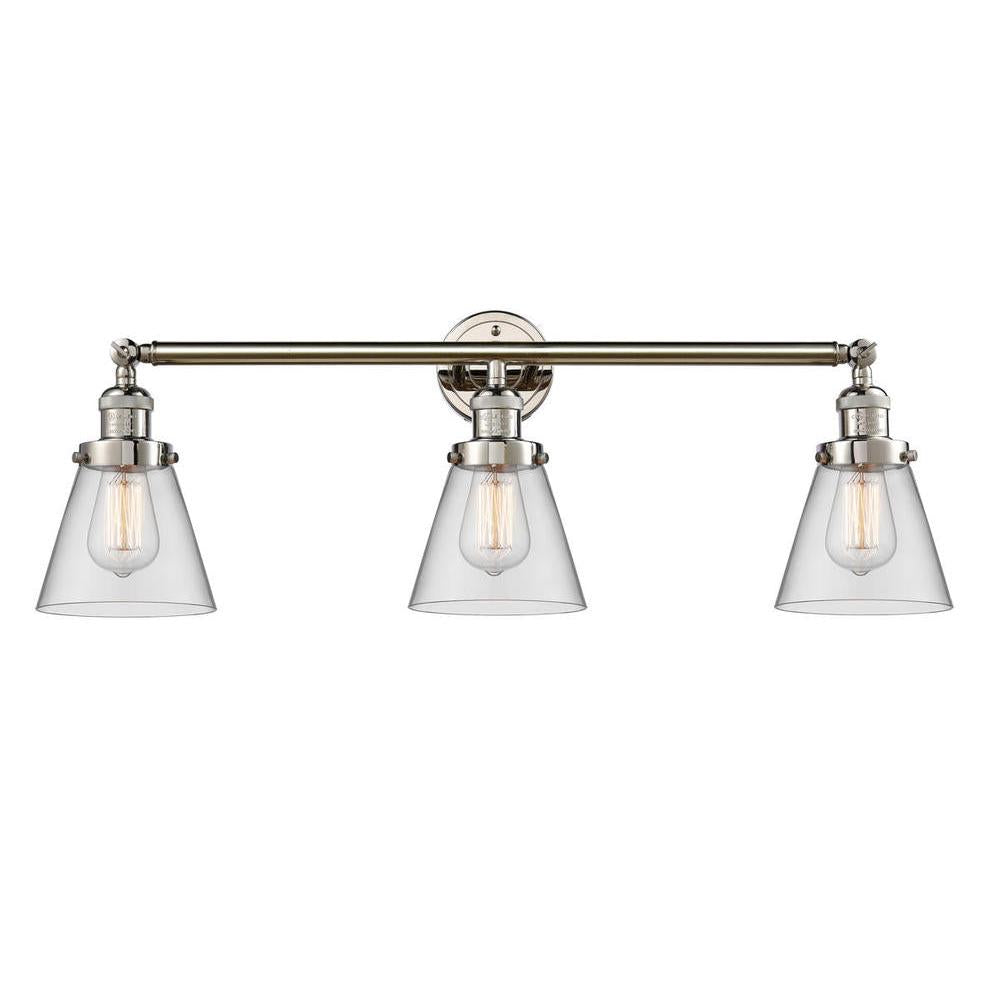 Cone - 3 Light - 30 inch - Polished Nickel - Bath Vanity Light