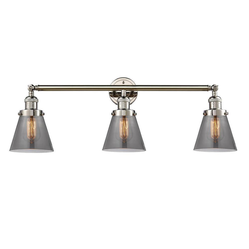 Cone - 3 Light - 30 inch - Polished Nickel - Bath Vanity Light