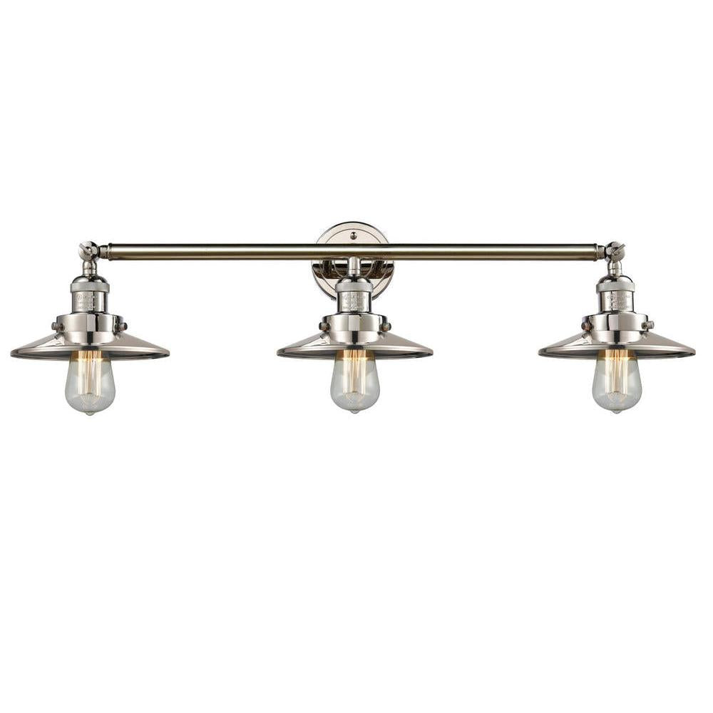 Railroad - 3 Light - 32 inch - Polished Nickel - Bath Vanity Light