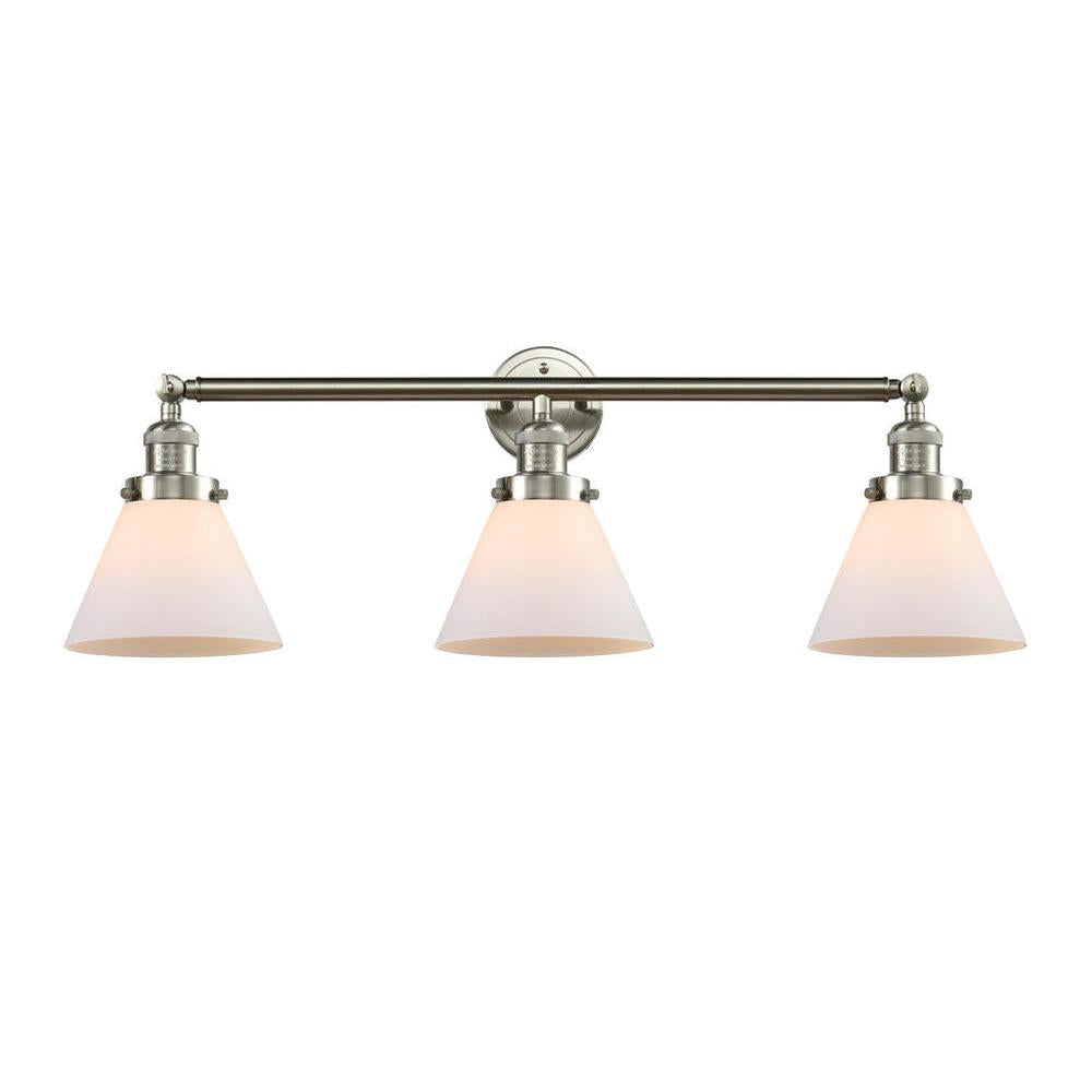 Cone - 3 Light - 32 inch - Brushed Satin Nickel - Bath Vanity Light