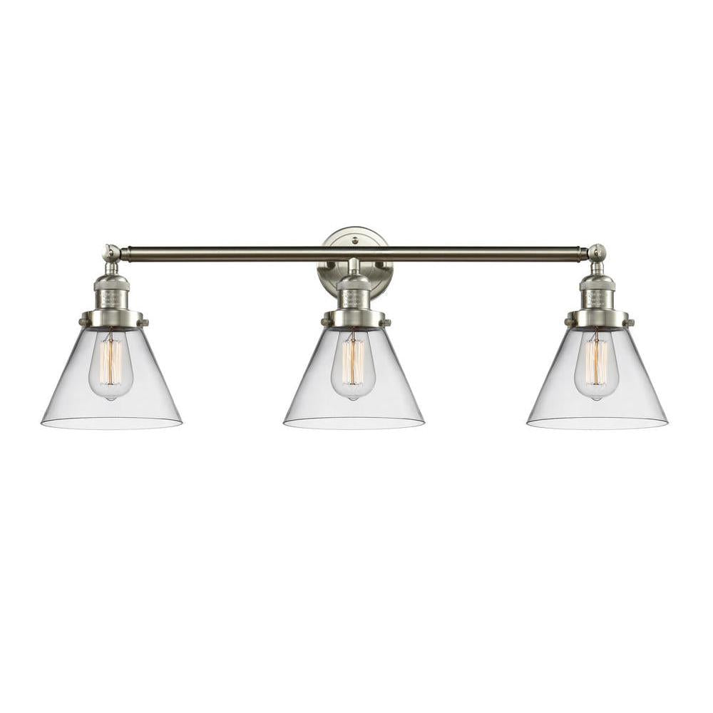 Cone - 3 Light - 32 inch - Brushed Satin Nickel - Bath Vanity Light