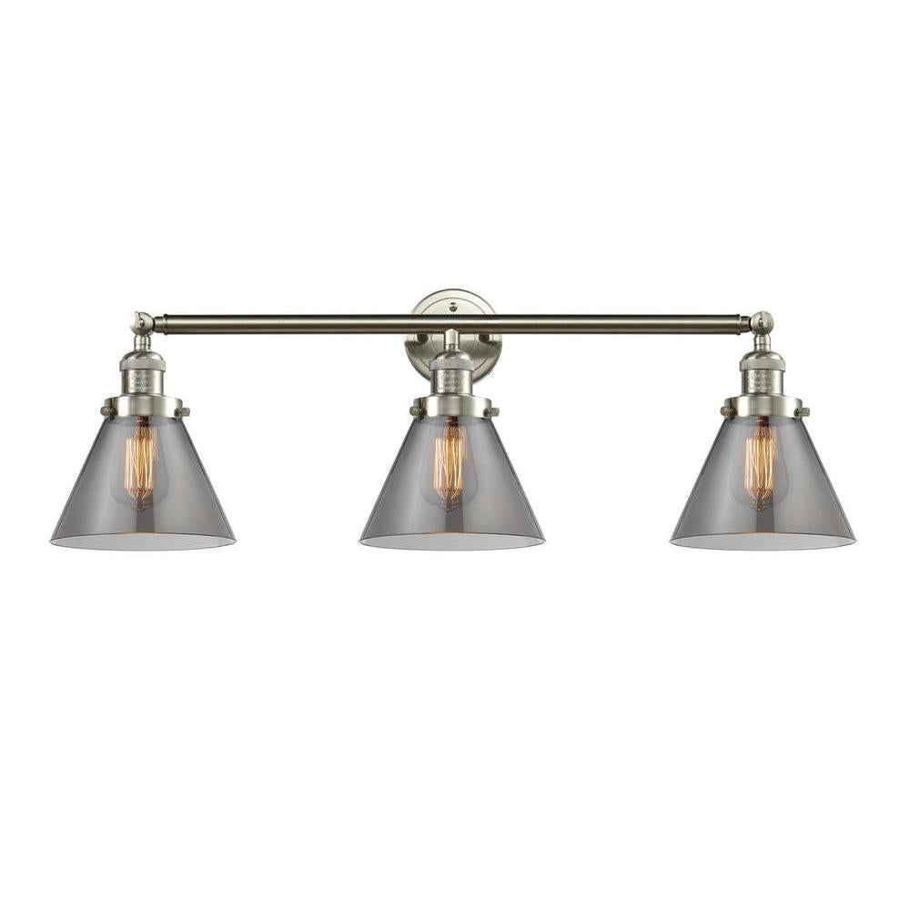 Cone - 3 Light - 32 inch - Brushed Satin Nickel - Bath Vanity Light