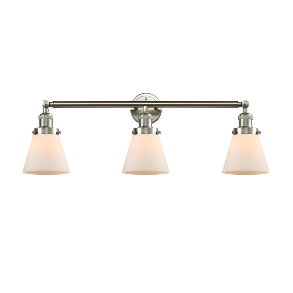 Cone - 3 Light - 30 inch - Brushed Satin Nickel - Bath Vanity Light