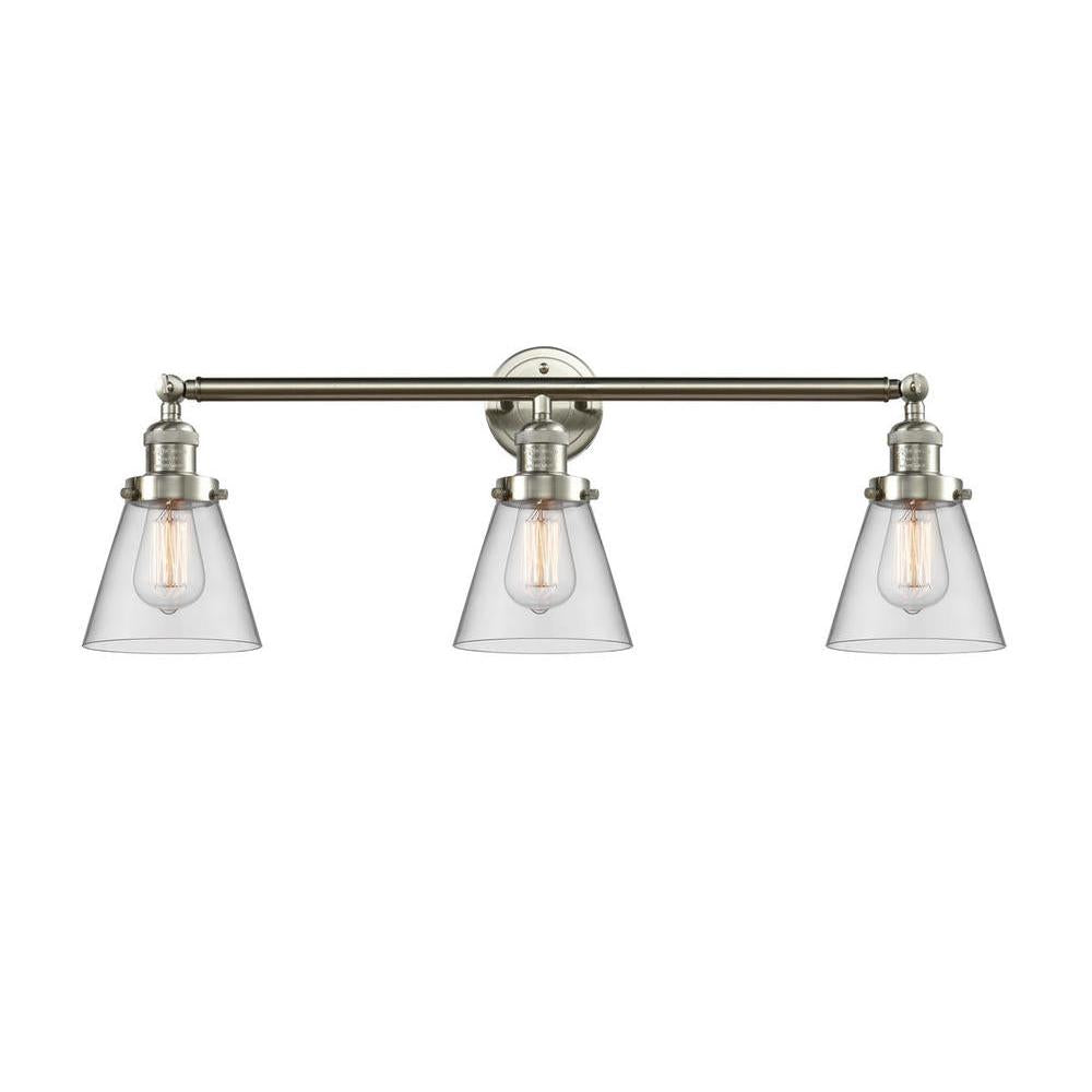 Cone - 3 Light - 30 inch - Brushed Satin Nickel - Bath Vanity Light