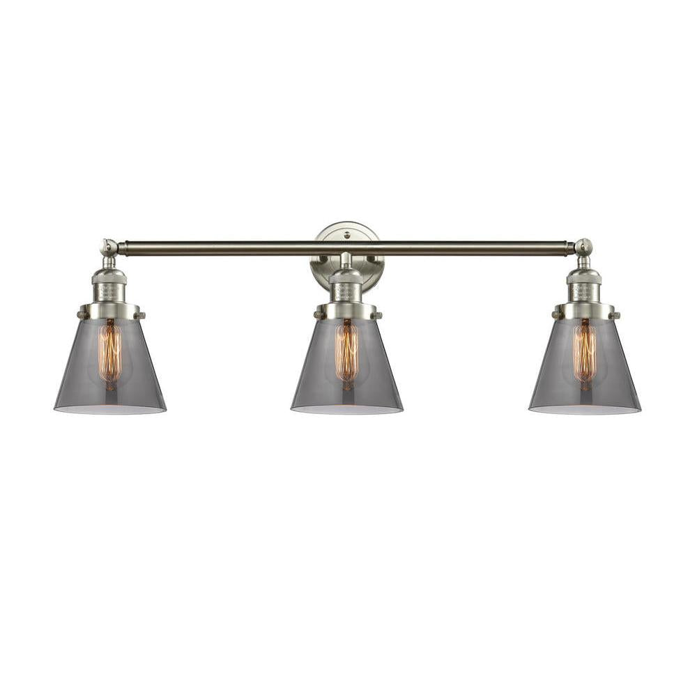 Cone - 3 Light - 30 inch - Brushed Satin Nickel - Bath Vanity Light