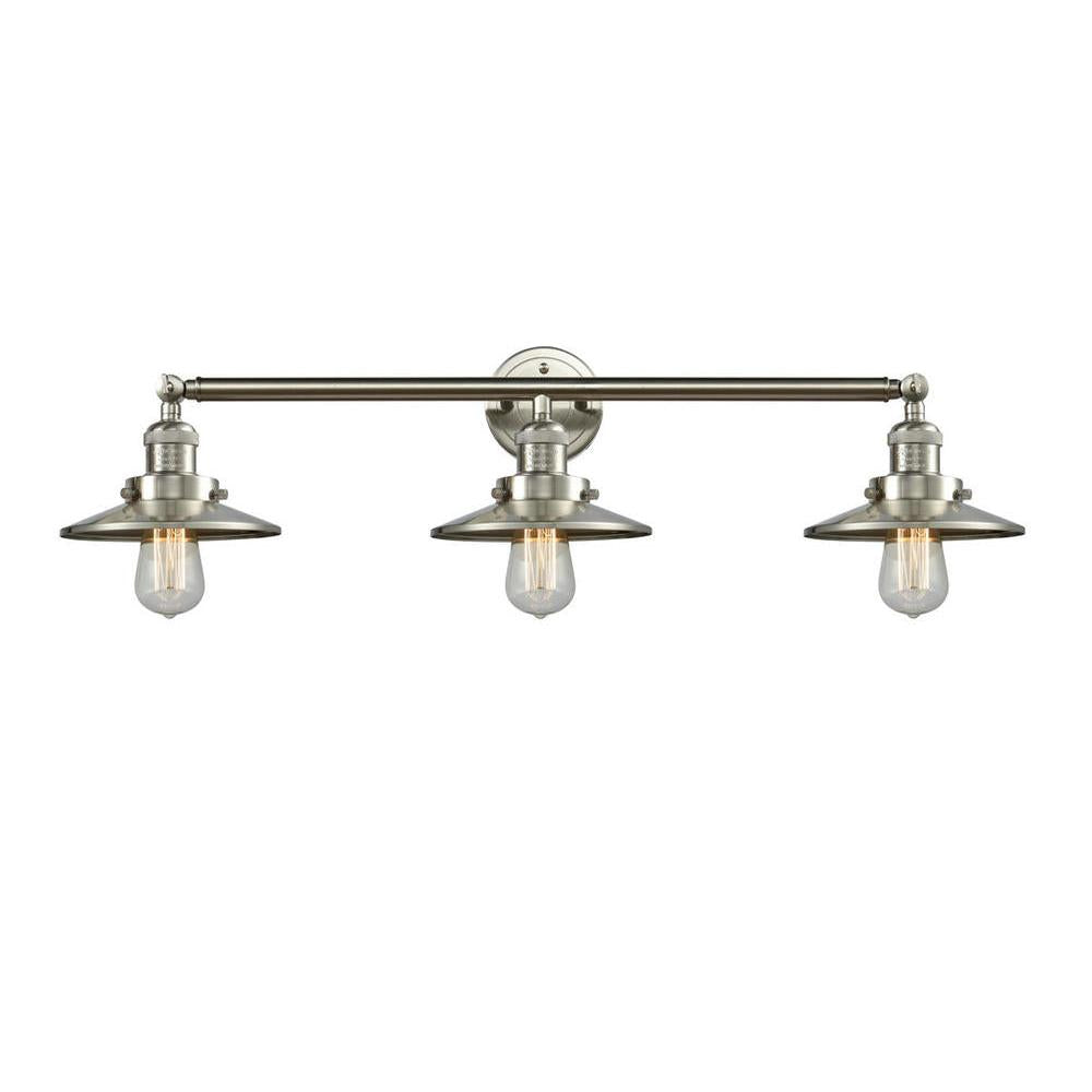 Railroad - 3 Light - 32 inch - Brushed Satin Nickel - Bath Vanity Light
