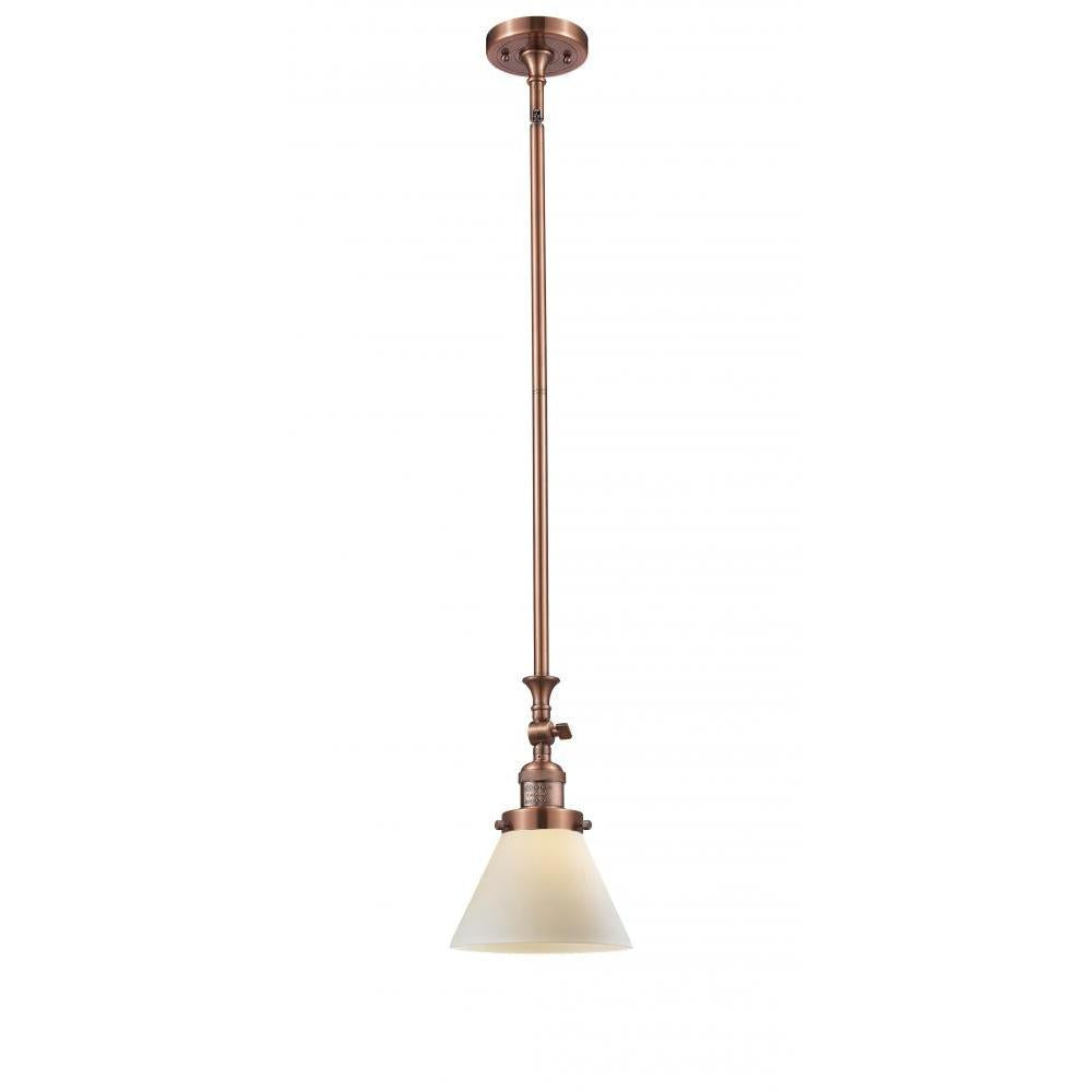 Cone - 1 Light - 8 inch - Antique Copper - Stem Hung - Adjustable Mini Pendant