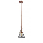 Cone - 1 Light - 8 inch - Antique Copper - Stem Hung - Adjustable Mini Pendant