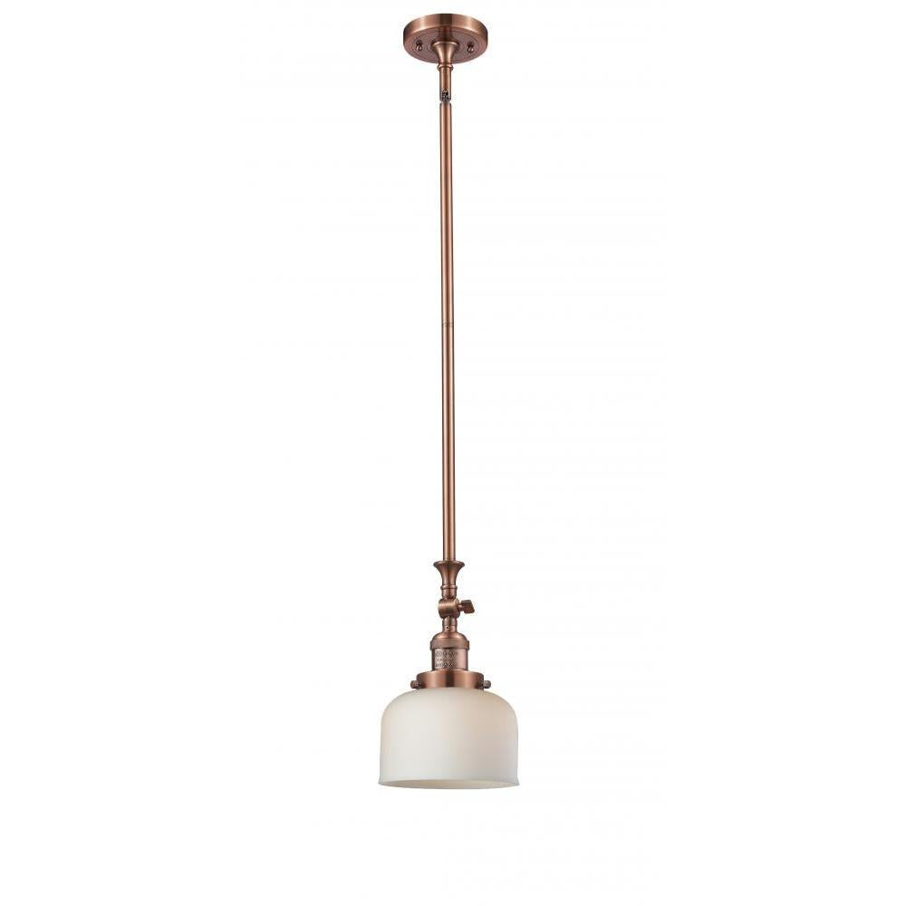 Bell - 1 Light - 8 inch - Antique Copper - Stem Hung - Adjustable Mini Pendant