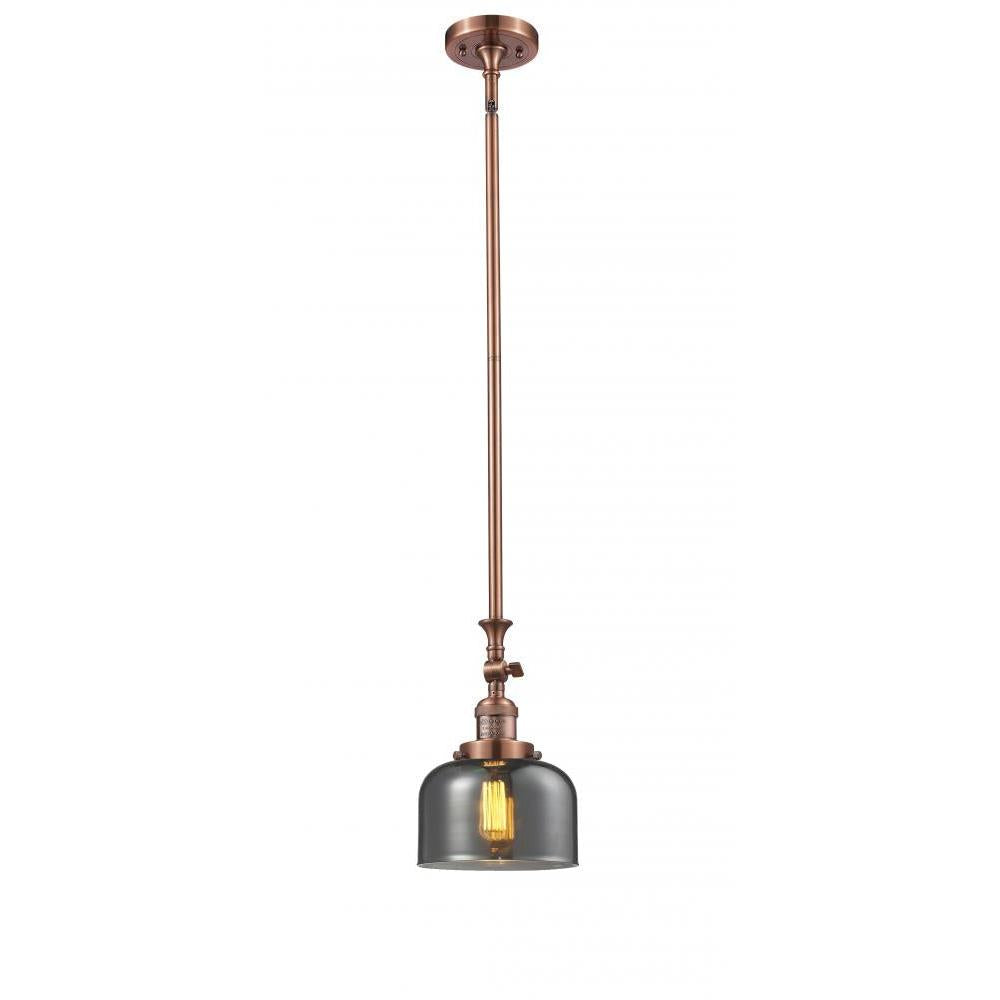 Bell - 1 Light - 8 inch - Antique Copper - Stem Hung - Adjustable Mini Pendant