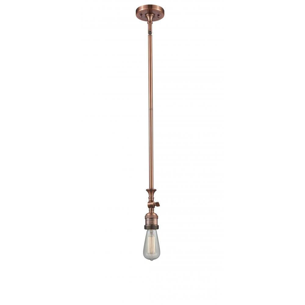 Bare Bulb - 1 Light - 3 inch - Antique Copper - Stem Hung - Adjustable Mini Pendant