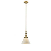 Cone - 1 Light - 8 inch - Brushed Brass - Stem Hung - Adjustable Mini Pendant