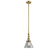 Cone - 1 Light - 8 inch - Brushed Brass - Stem Hung - Adjustable Mini Pendant