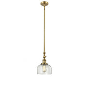 Bell - 1 Light - 8 inch - Brushed Brass - Stem Hung - Adjustable Mini Pendant