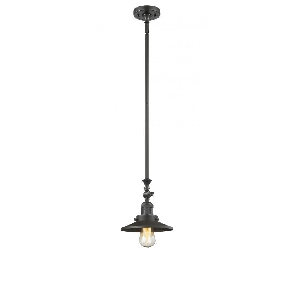 Railroad - 1 Light - 8 inch - Oil Rubbed Bronze - Stem Hung - Adjustable Mini Pendant