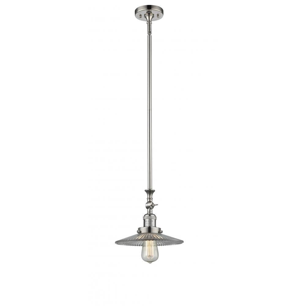 Halophane - 1 Light - 9 inch - Polished Nickel - Stem Hung - Adjustable Mini Pendant