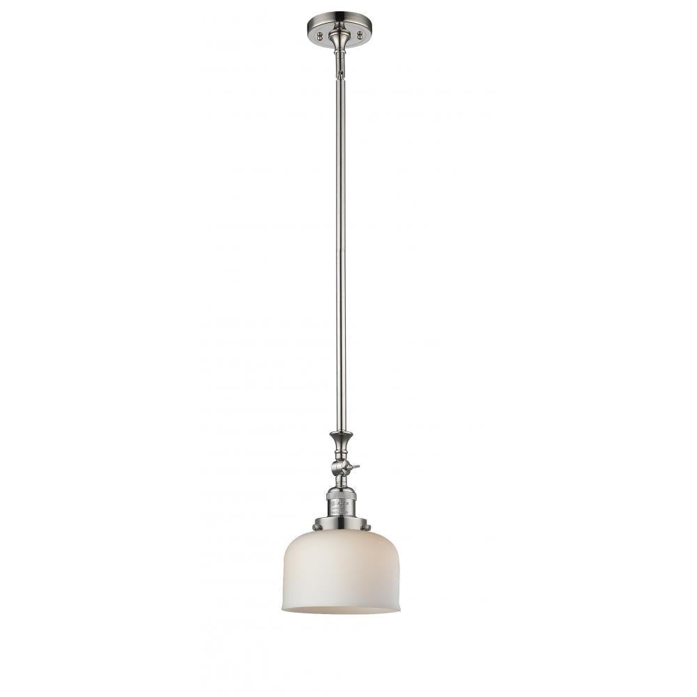 Bell - 1 Light - 8 inch - Polished Nickel - Stem Hung - Adjustable Mini Pendant