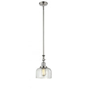 Bell - 1 Light - 8 inch - Polished Nickel - Stem Hung - Adjustable Mini Pendant